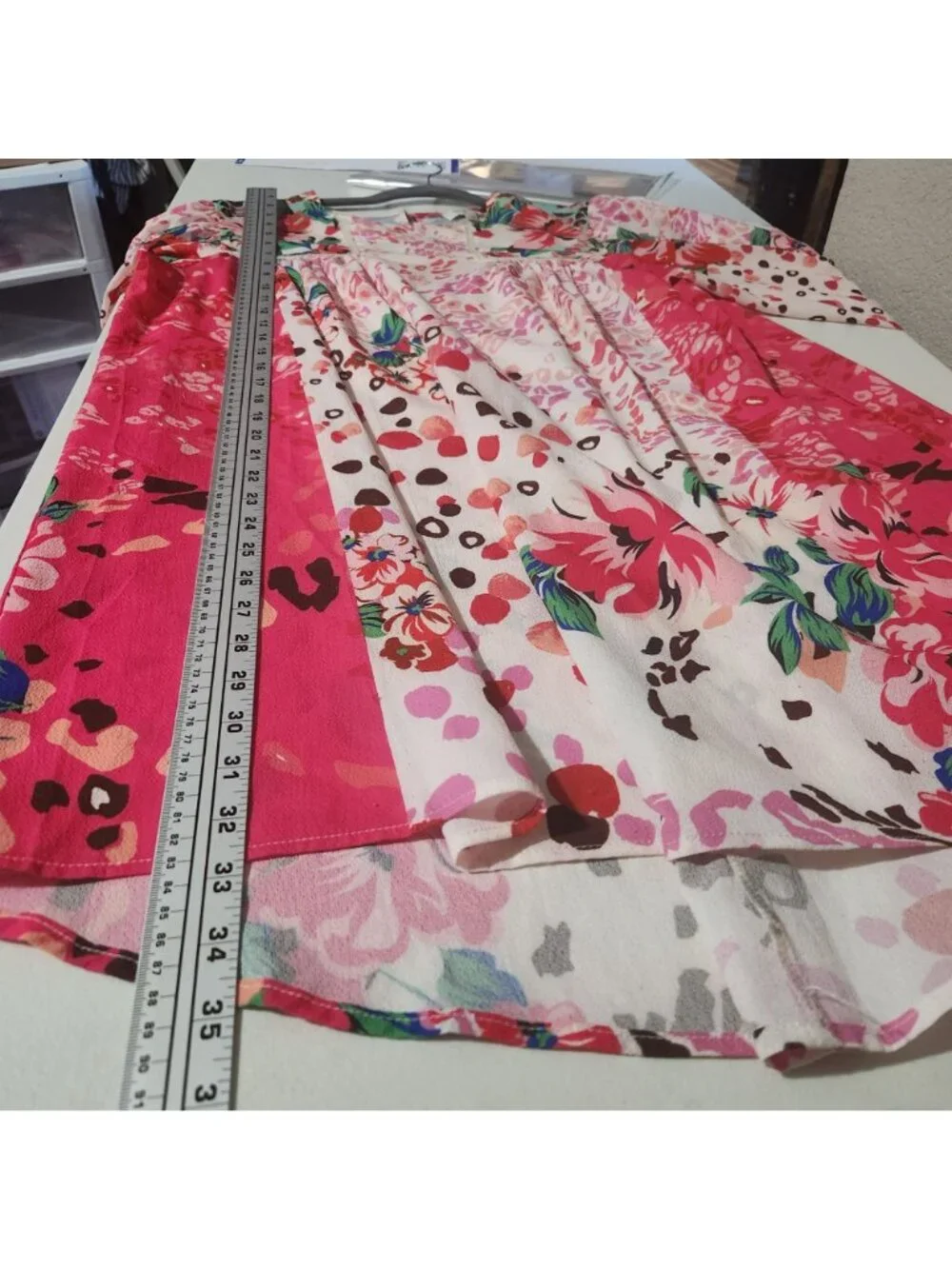 Umgee Dress Large Floral Cheetah Patchwork
